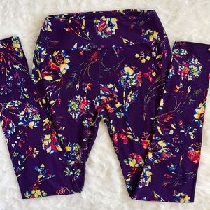 LuLaRoe leggings OS purple rainbow roses one size